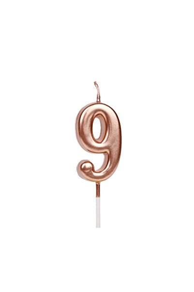 Flippy Cake Candle, Flippy, Number 9 Model, Party, 4.5 x 2.5 cm, Paraffin, Rose Gold