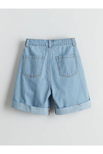 LC Waikiki Pantaloni scurți de jeans pentru fete cu talie elastică reglabilă