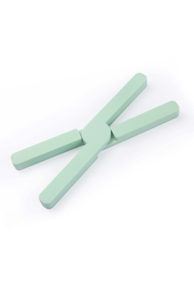 Flippy Foldable Silicone Trivet for Hot Pots, Portable, Anti-Slip, Green (14.5×7.5×1.6 cm)