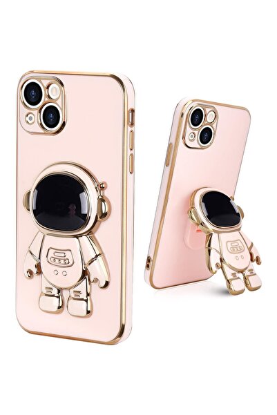 Flippy Προστατευτική θήκη TPU 2 σε 1, Flippy, για Apple iPhone 15 Plus, Astronaut με βάση, αντικραδασμική, ροζ