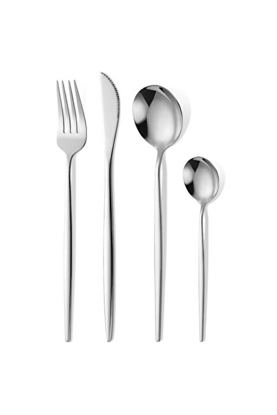 Flippy Set de tacâmuri portugheze, Flippy, din oțel inoxidabil, 24 de piese, argintiu