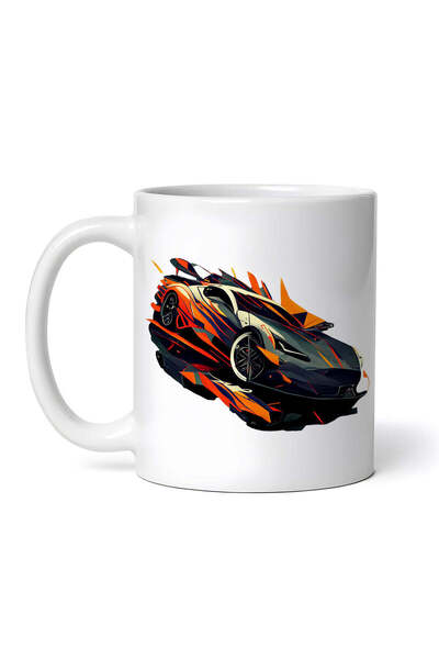 OEM Personalized White Mug, Rainbow Sports Car In The Future, Inovatix®. 330ml