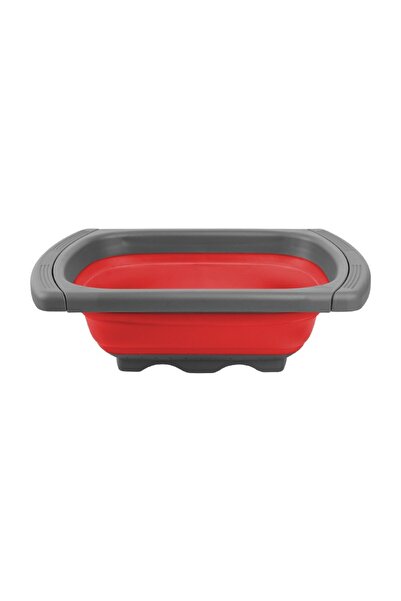Flippy Retractable Sink Drain Basket, Flippy, 39x12 cm, Extendable Design up to 61 cm, Red
