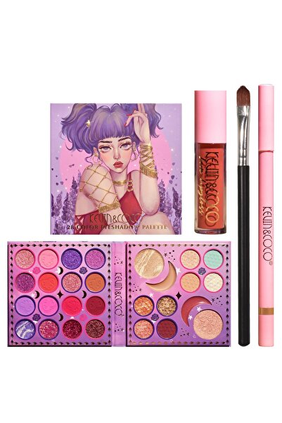 Flippy Makeup Set, Kevin & Coco, 28 Colors, Eyeshadow, Lipstick, Brush and Pencil, Version 2