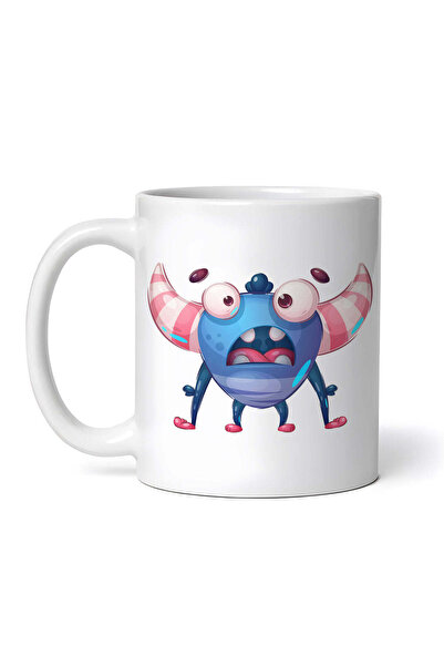 OEM Cană albă personalizată, Monstru cu ochi mari și coarne, INOVATIX®. 330ml