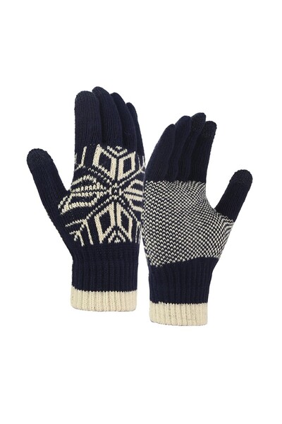 Flippy Men's Gloves, Flippy, Snowflake Design, Touchscreen Function, Knitted Acrylic