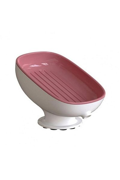 OEM Plastic Soap Dish, with Suction Cup, Modern Design, Pink