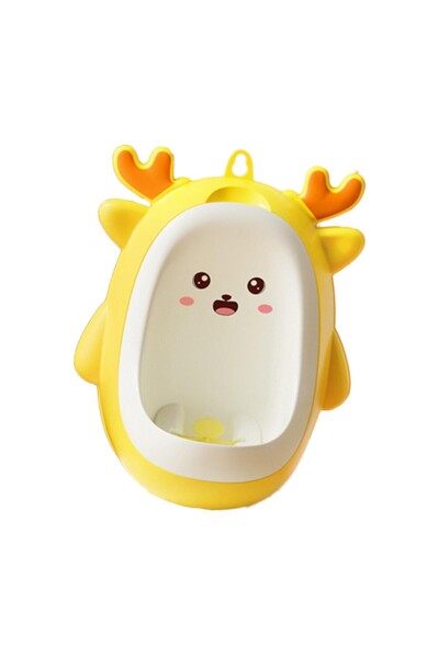 Flippy Boys' Urinal, Deer-Shaped, 0-8 yrs, Wall-Mount, Brush Included, Yellow