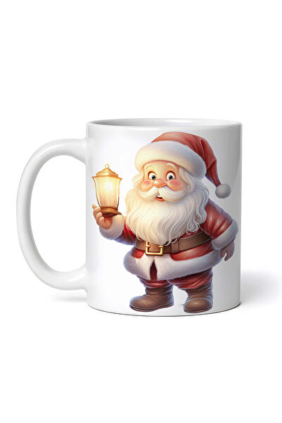 OEM Cană albă personalizată, Moș Crăciun cu felinar în mână, Inovatix®. 330 ml