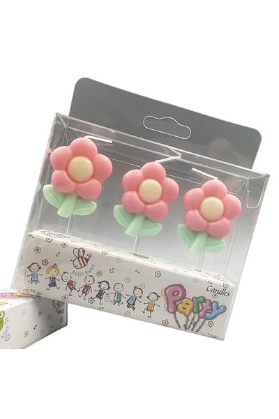 Teo Set of 3 Candles, , Flower Theme, Model 2, Paraffin, Multicolor