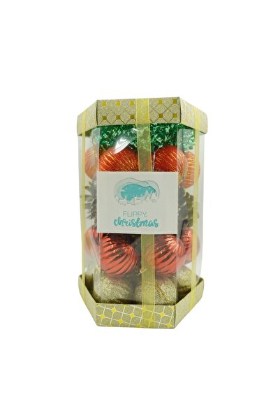 Bibilel Set de 35 de ornamente de Crăciun în formă de glob multicolor, polist...