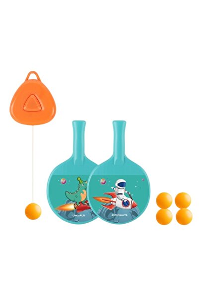 Flippy Set 2 Table Tennis Paddles, Flippy, for Kids, Astronaut Theme, with Hook Accessory and 4 Balls, Blue