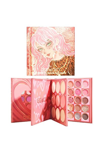 Flippy Paletă fard de pleoape Kevin&Coco, 59 de culori, stil carte, 3 straturi, 14,2x14,2x2,3 cm, 80g, fără sulfați