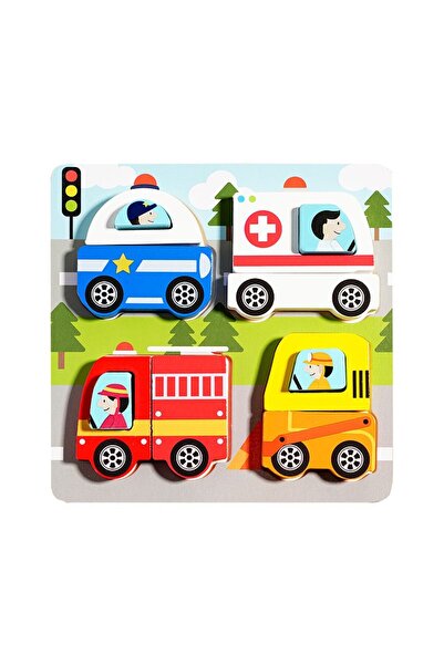 Flippy Montessori Toy 3D Puzzle Wooden, 36+ Months, Cars Model, 18 x 18 x 1.5 cm, Multicolor