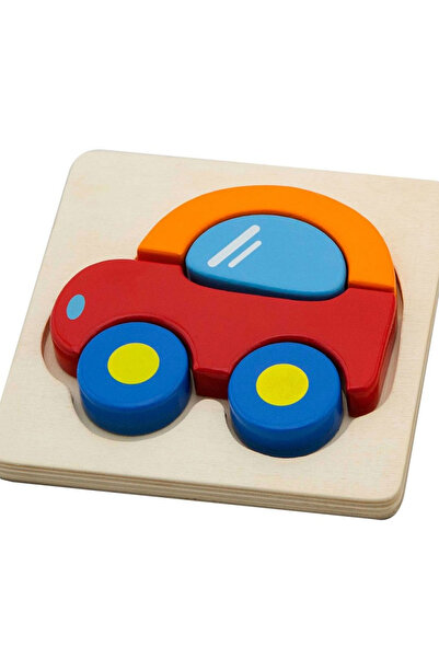 TechnoStation Araba Şeklinde Ahşap Bultak Oyun Seti Eğitici Öğretici Oyun Set...