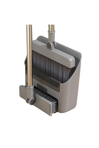 bzstore Broom Brush and Dustpan with Tail, 3 in 1 Set, with Comb Teeth for Cleaning Broom, rota