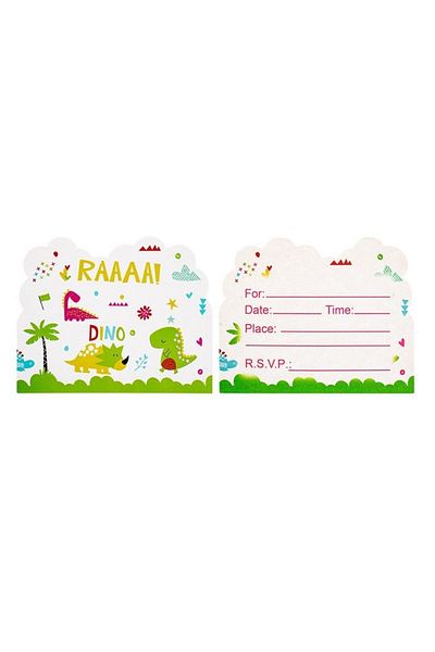 OEM Set of 10 Party Invitations, Dino Park Collection, 11 x 14 cm, Cardboard, Multi