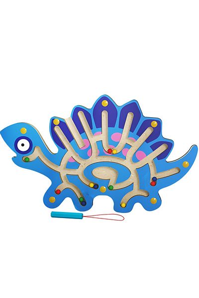 Flippy Joc Montessori, Flippy, Creion magnetic, Tip labirint, Model Stegosaurus, Albastru