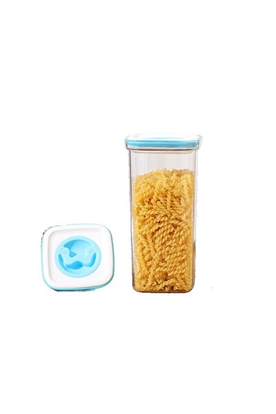 Flippy Kitchen Storage Container 2L - ABS/PET/Silicone, White/Blue Lid, 11.5 x 23 x 8 cm, Transparen