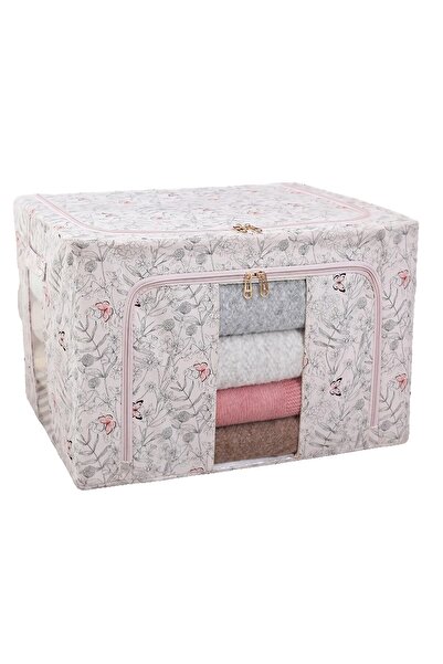 Flippy Storage Box, Flippy, 66L, Textile, 50 x 40 x 33 cm, for Clothes, Underwear, Butterfly Pattern, Pink