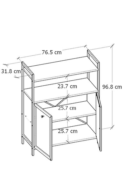 Milonsa Metal Ahşap Raflı Çok Amaçlı Dolap - Kahve Köşesi - Mutfak, Salon, Balkon için Depolama Ünitesi
