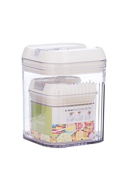 Flippy Food Storage Set of 2 Containers – 0.5L & 1.3L, Transparent with White Lid