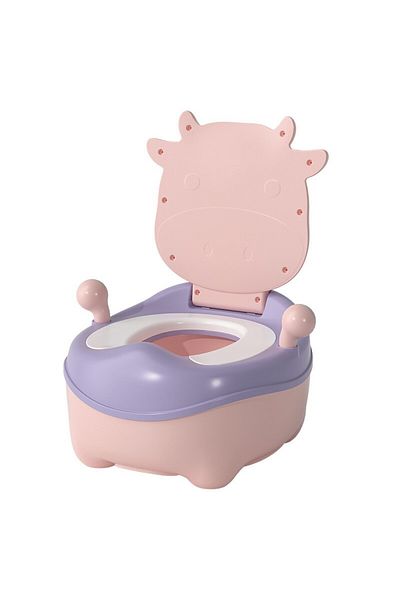 Flippy Olită pentru copii, rabatabilă, capac model vacă, prietenoasă, non-toxică, roz