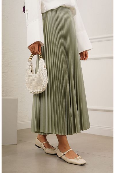 MODA Leather Look Pleated Skirt
