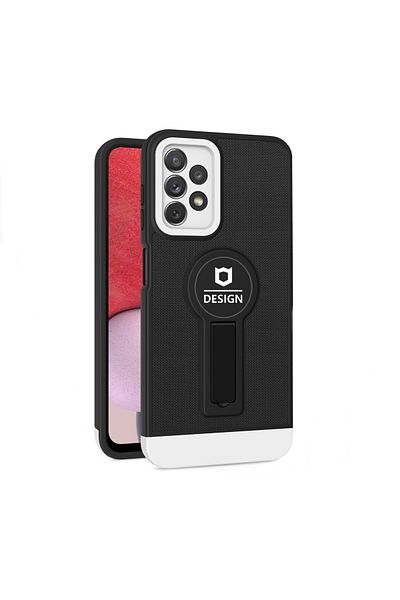 OEM Armor Design Case with Stand for iPhone 12, Black/White, Magnetic Car Holder, Wireless