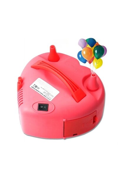Flippy Electric Balloon Pump, 600W, Heart-Shaped, Dual Nozzles, Plastic, Red