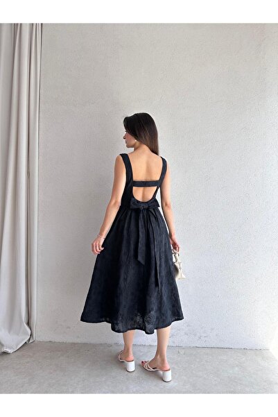 Mooi Butik RUBEL Midi Elbise 2383 - Siyah