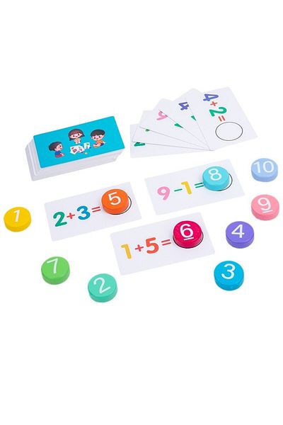 Flippy Joc educativ, Flippy, Învățarea adunării și scăderii, Numere din lemn, Multicolor