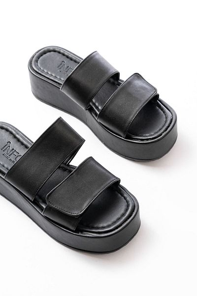 İNFON Infon 861-1034 Black Snap Filled Heel Women's Slippers