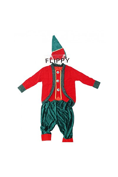 Flippy Christmas costume, Flippy, Elf, red-green, 7 - 9 years, velvet