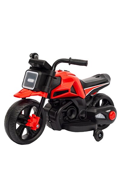 dalip Electric Kids Motorcycle with Training Wheels, 6V 4.5Ah Battery, Lights & Music, Red/Black