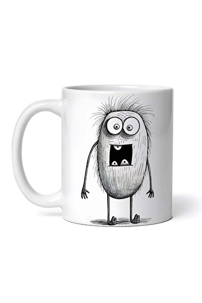 OEM Cană albă personalizată, Monstru cu trei dinți, Inovatix®. 330 ml