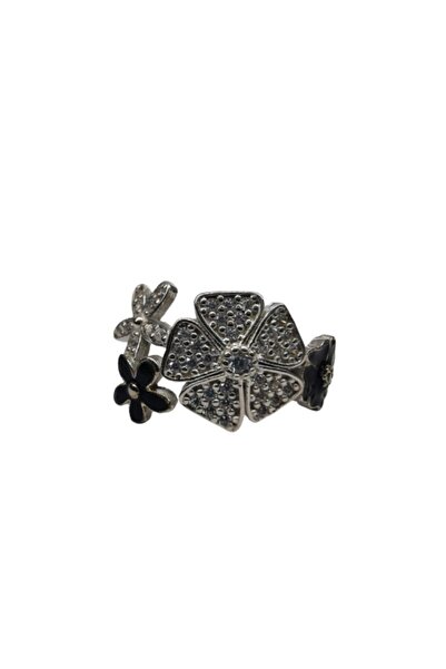 Jolie Silver Inel, Argint Jolie, Trifoi din Argint 925 cu Email Negru M 52