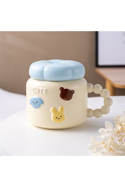 Flippy Children's Mug, Flippy, Porcelain, Animal Figurines, Mug with Lid, 400ml Light Yellow