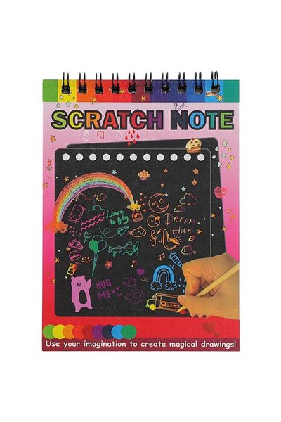 OEM DIY Magic Scratch Scratch Book, 12 Pages, Rainbow, Wooden Pencil, Paper