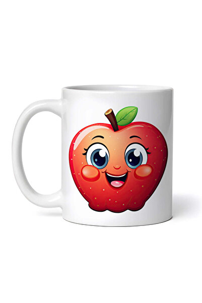 OEM Cană albă personalizată, Măr Roșu Fericit, Inovatix®. 330 ml