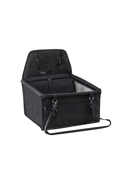 Flippy Scaun auto pentru animale de companie, Flippy, coș auto pentru animale de companie, cu prindere pentru scaun și centură de siguranță, 41 x 34 x 28 cm, negru
