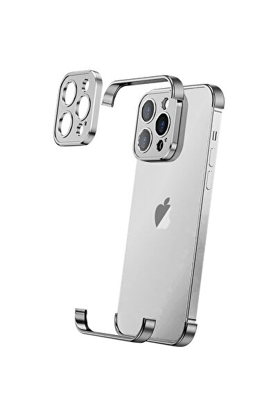 Flippy Husa Metalica Edgeless Compatibila cu iPhone 16 Plus, Flippy, Aliaj Aluminiu, Argintiu Titan