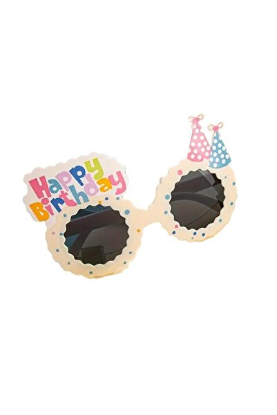 Flippy Decorative Glasses, Flippy, Party, ABS, Unisex, Happy Birthday Pattern, 13.5 x 8.5 cm, Beige