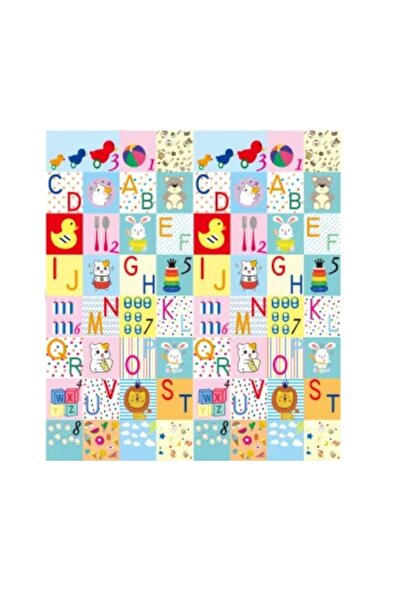 Bibilel Kids Play Mat, Reversible Letters/Giraffes, XPE+PE, Waterproof, Non-slip, 180x200x1 cm