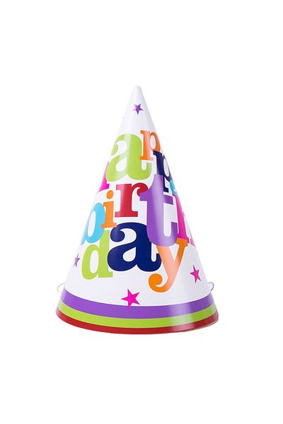 OEM Set of 6 Happy Birthday Hats, for Party, Anniversary Theme, 19x15 cm, Multi