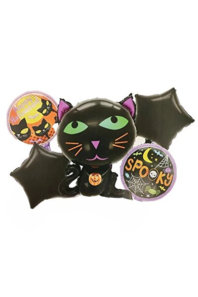 Flippy Set 5 Metallic Foil Balloons Flippy, Figurines, Halloween, Air/Helium, 65x49cm, 45 cm, Black