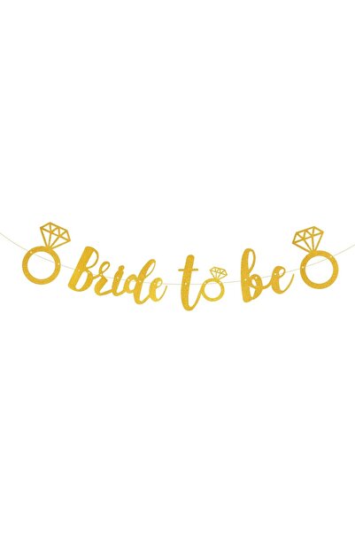 Flippy Banner Viitoare Mireasă, Pliabil, Dimensiune 30x20cm, Rolă de Ață Inclusă, Nuntă, Decorațiune Petrecere, Auriu