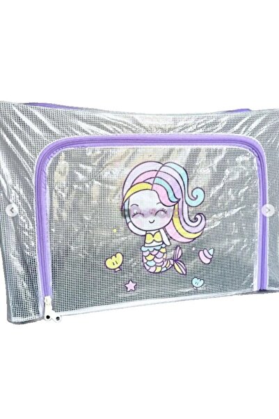 Flippy Storage Box, Flippy, for Kids Room, 66L, PVC, Mermaid Model, 50 x 40 x 33 cm, Transparent
