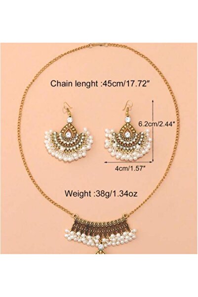 Tudivanyu Aksesuar Boho Style Pearl Detailed Jewelry Set