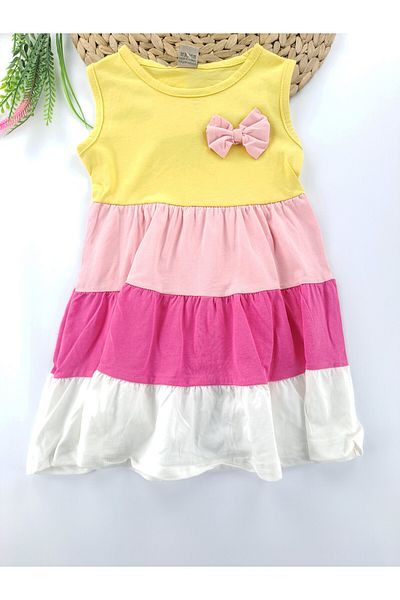 Butik Girl's Summer Dress Colorful Combed Cotton Fabric